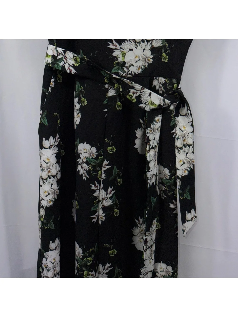 GB Girls Size 12 Black Floral Ruffle Sleeve Belted Romper Jumpsuit